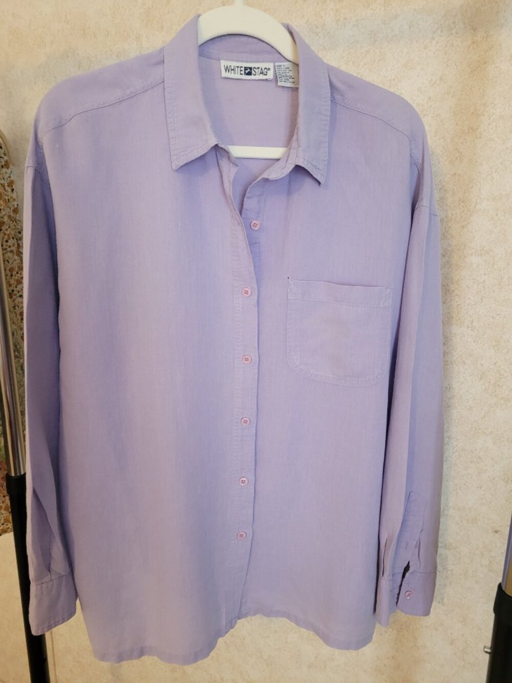 Purple Linen Button Shirt White Stag Womens Size L